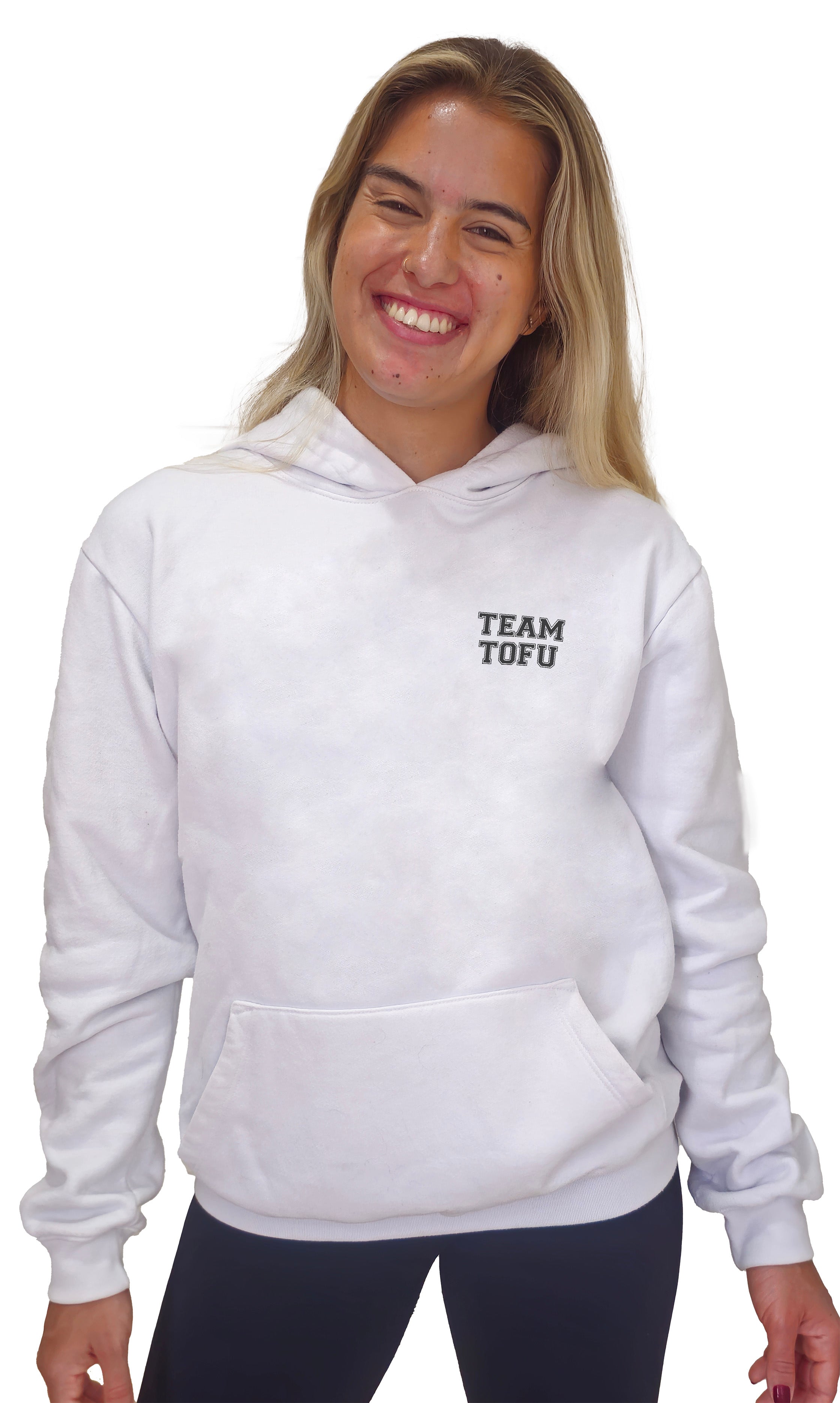 Hoodie Slim Team Tofu - Frase Preta Minimal