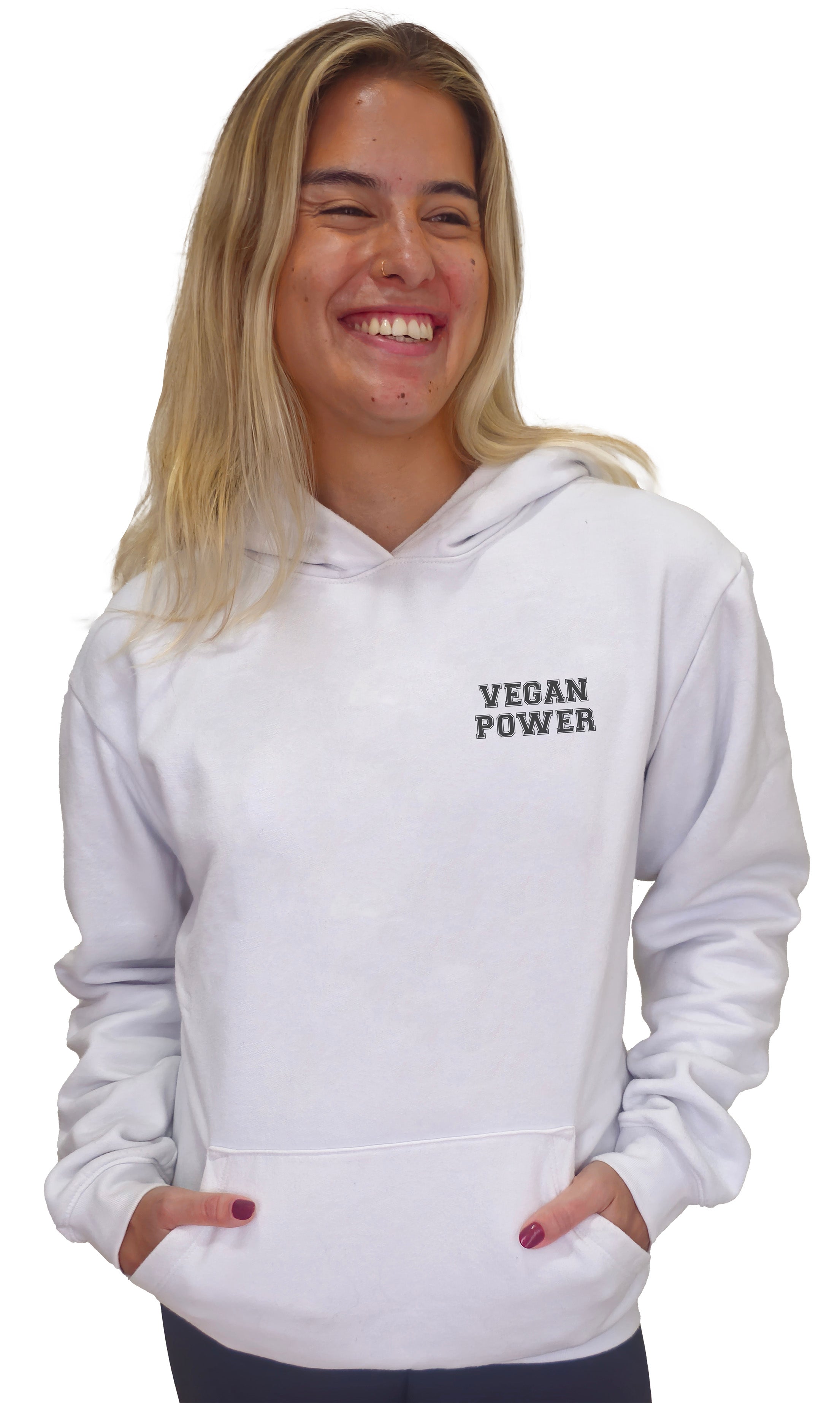 Hoodie Slim Vegan Power - Frase Preta Minimal