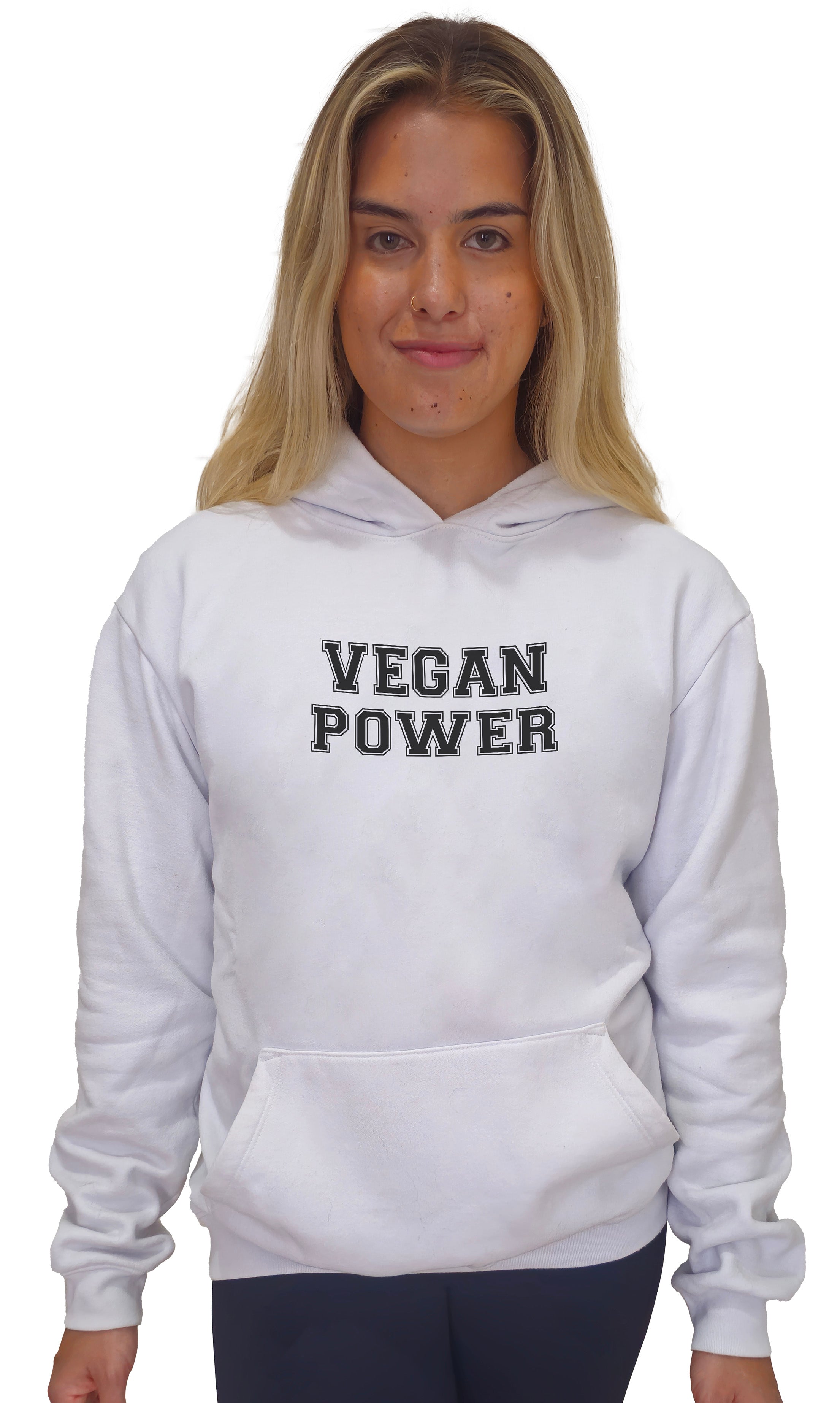 Hoodie Slim Vegan Power - Frase Preta