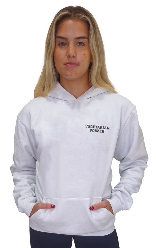 Hoodie Slim Vegetarian Power - Frase Preta Minimalista