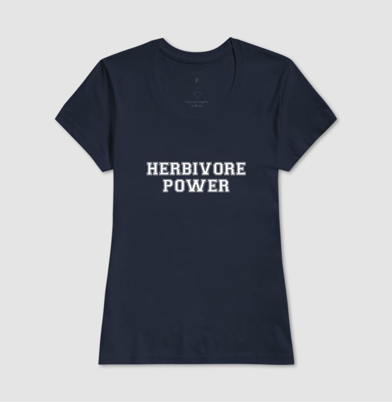 Camiseta Feminina Herbivore Power - Frase Branca - Branvas