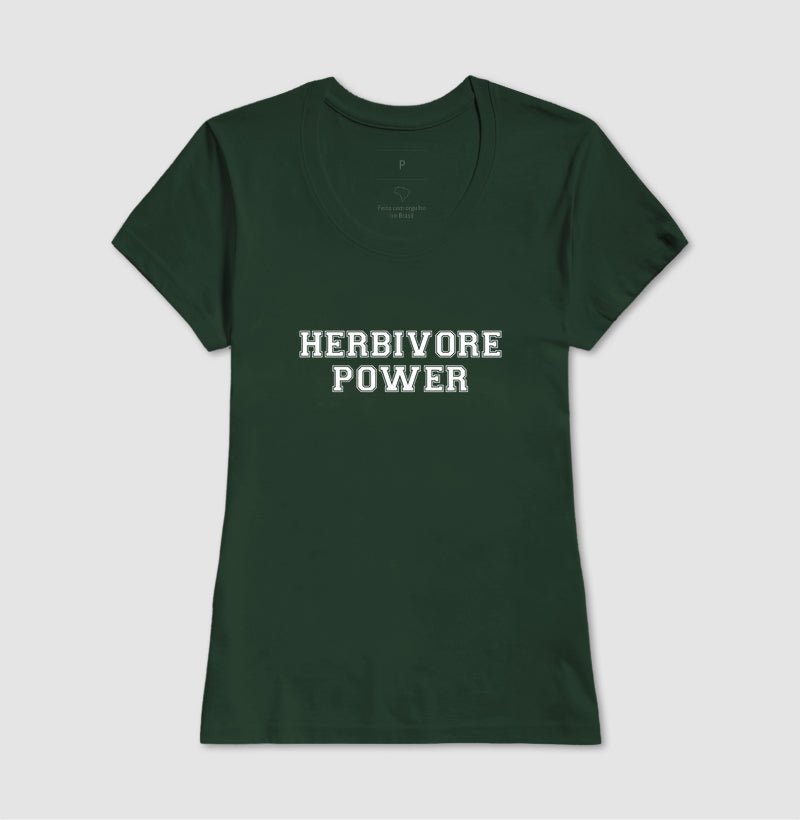 Camiseta Feminina Herbivore Power - Frase Branca - Branvas