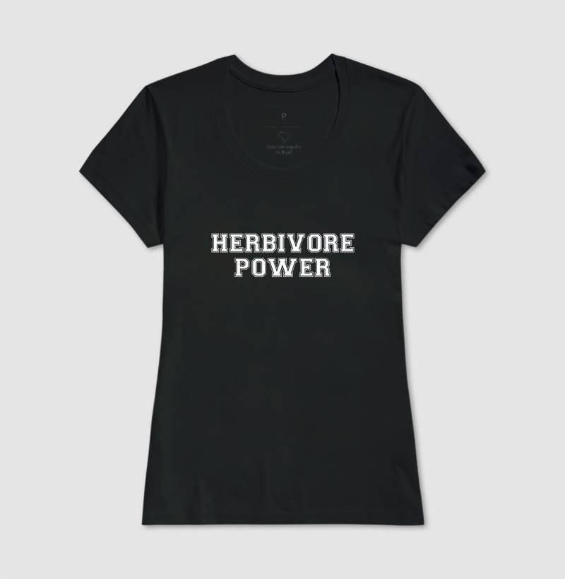 Camiseta Feminina Herbivore Power - Frase Branca - Branvas