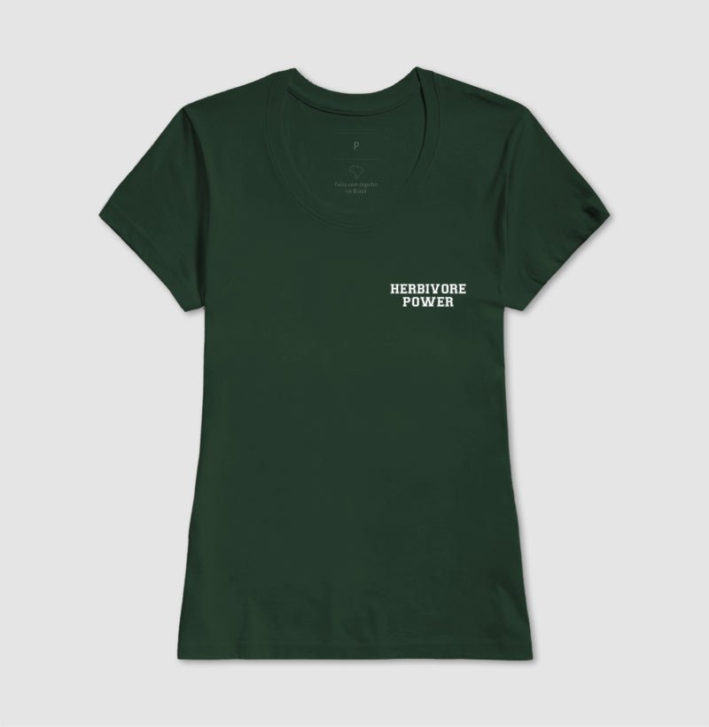 Camiseta Feminina Herbivore Power - Frase Branca Minimal - Branvas