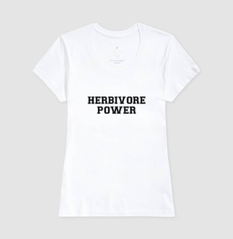 Camiseta Feminina Herbivore Power - Frase Preta - Branvas