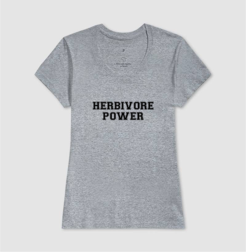 Camiseta Feminina Herbivore Power - Frase Preta - Branvas