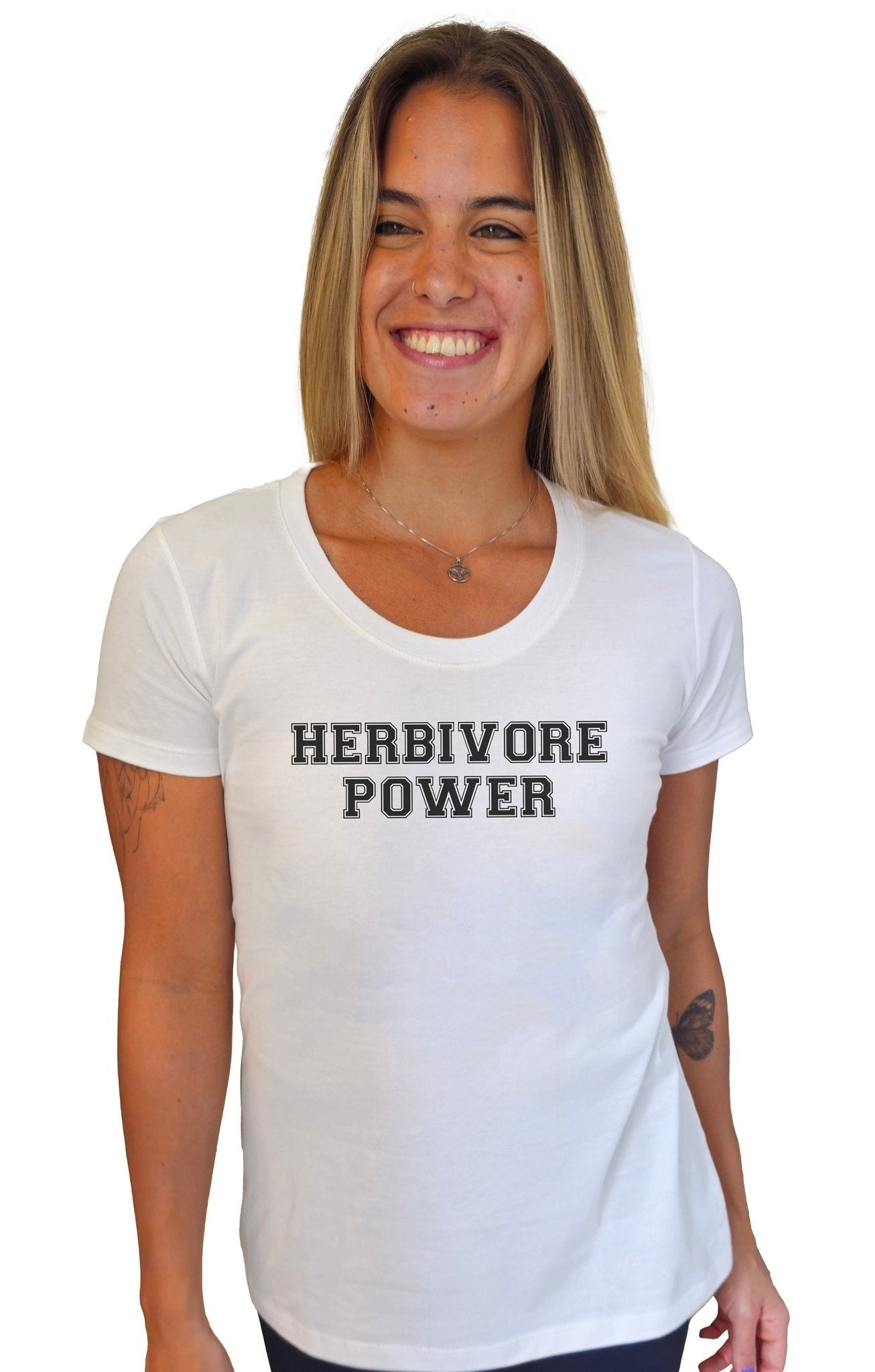 Camiseta Feminina Herbivore Power - Frase Preta - Branvas