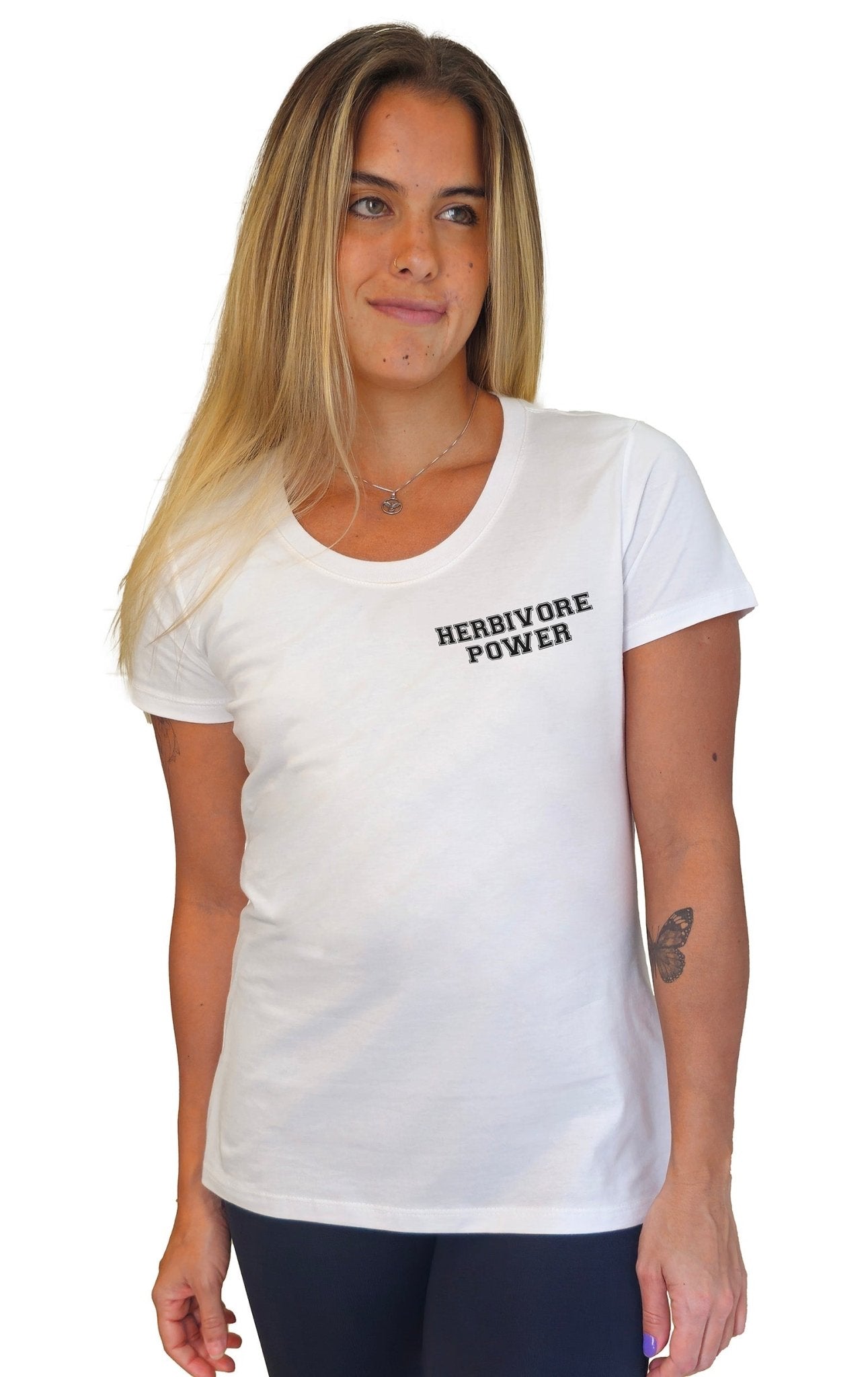 Camiseta Feminina Herbivore Power - Frase Preta Minimal - Branvas