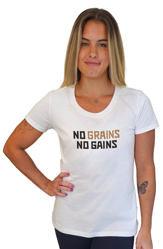 Camiseta Feminina "No Grains, No Gains" - Branvas