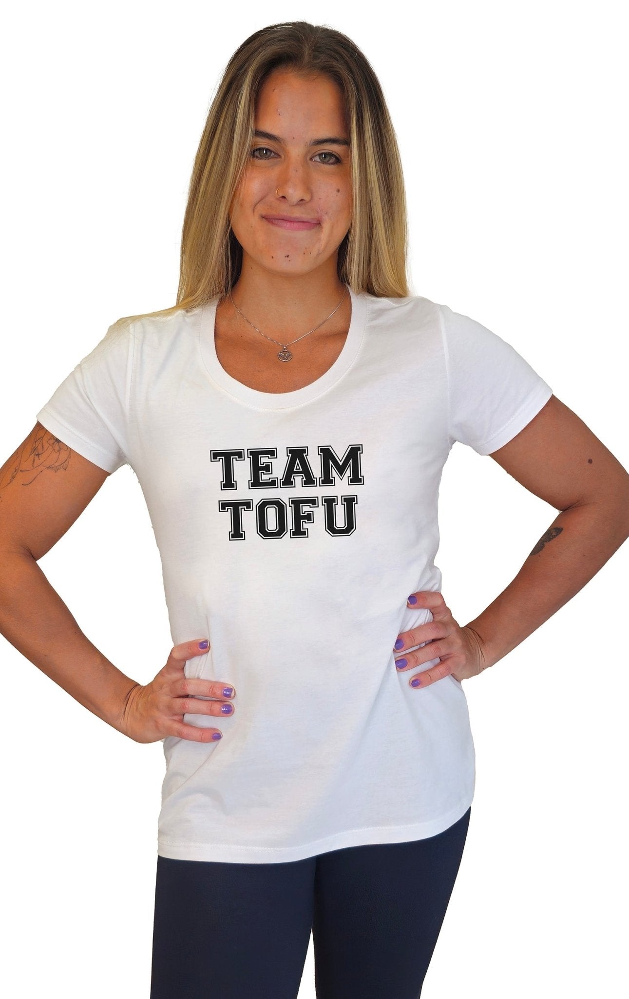 Camiseta Feminina Team Tofu - Frase Preta - Branvas