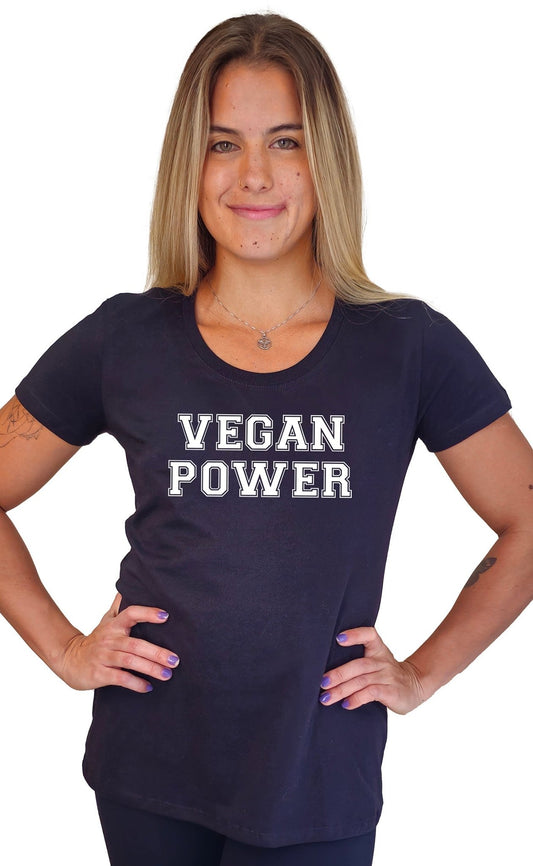 Camiseta Feminina Vegan Power - Frase Branca - Branvas