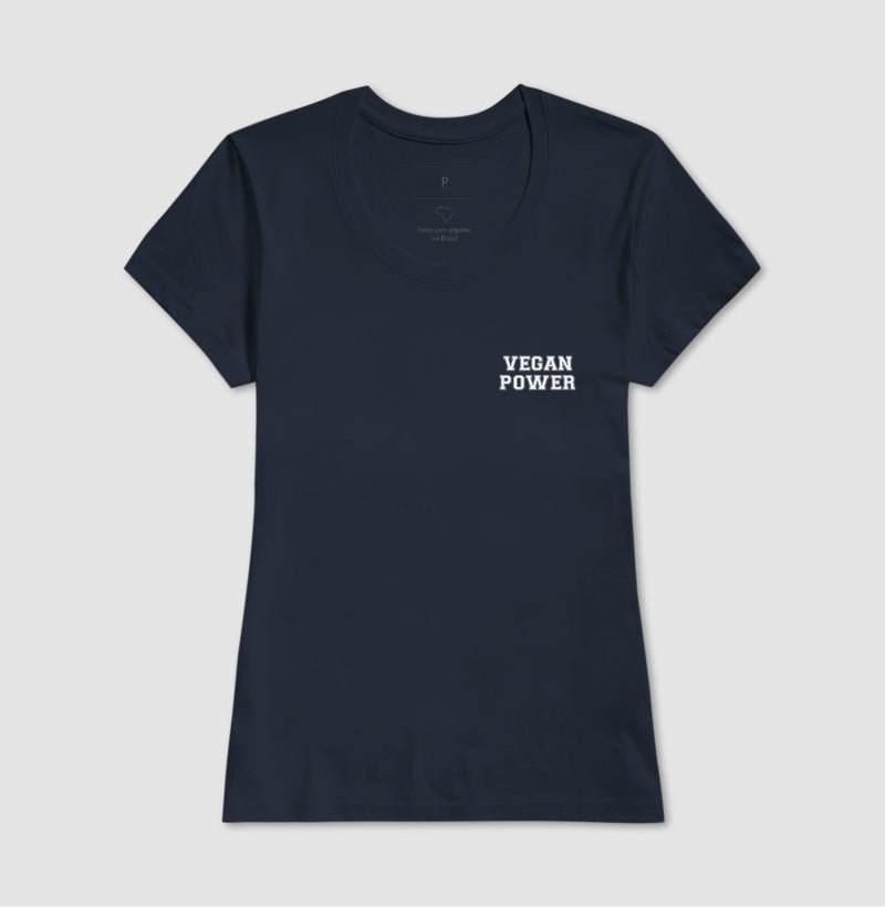 Camiseta Feminina Vegan Power - Frase Branca Minimal - Branvas