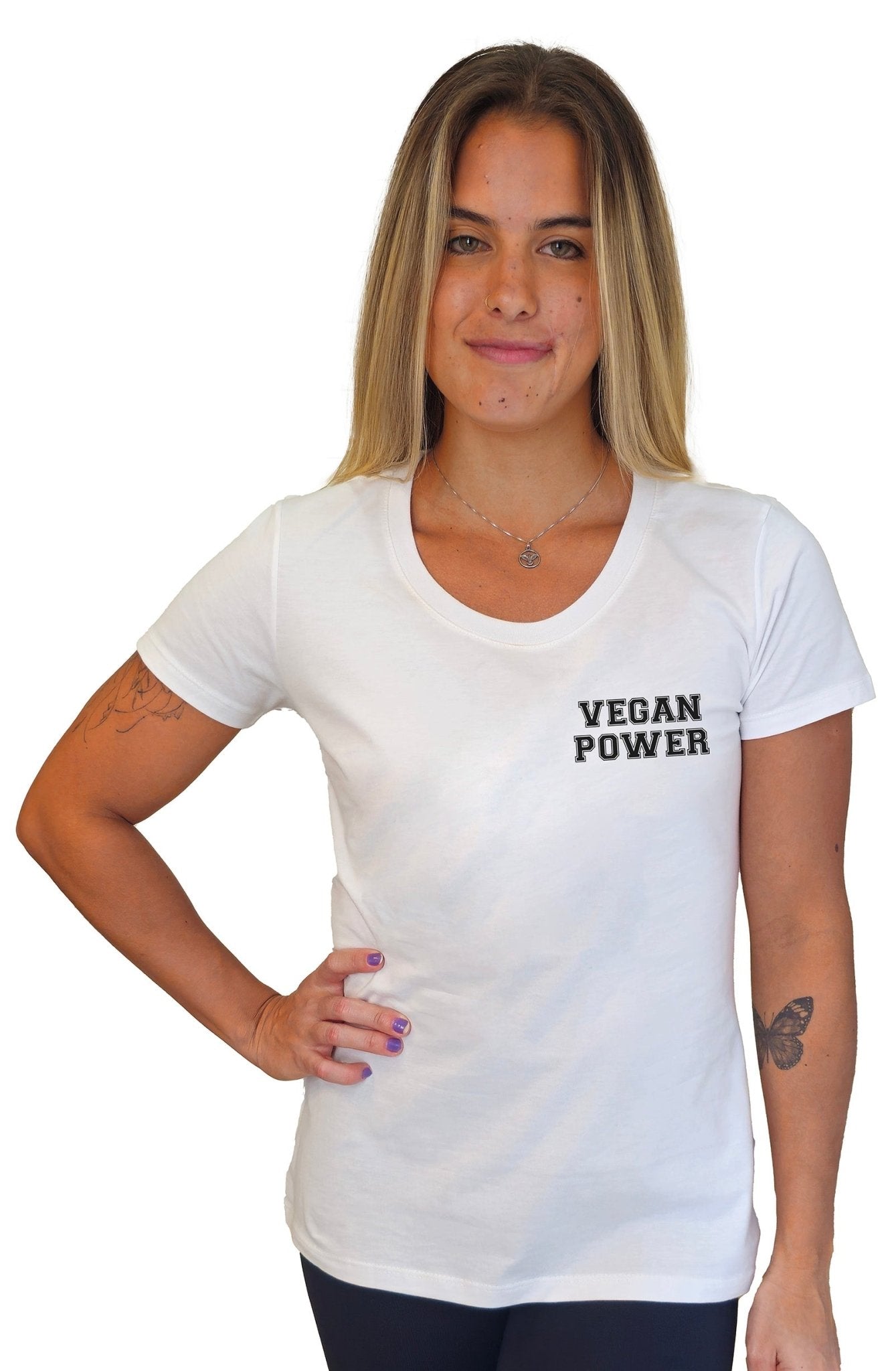 Camiseta Feminina Vegan Power - Frase Preta Minimal - Branvas