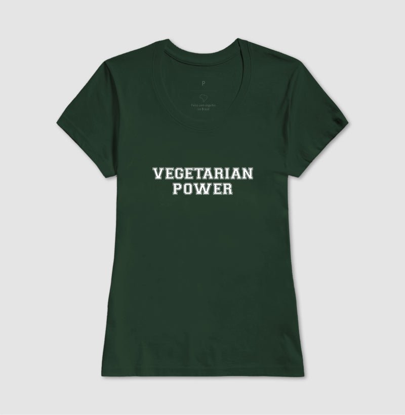 Camiseta Feminina Vegetarian Power - Frase Branca - Branvas