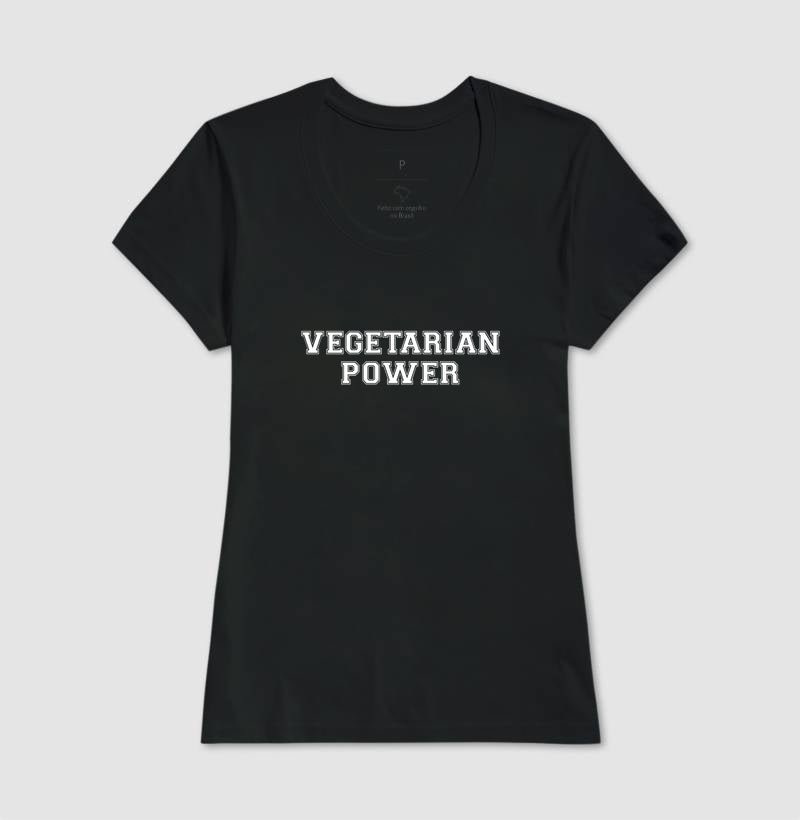 Camiseta Feminina Vegetarian Power - Frase Branca - Branvas