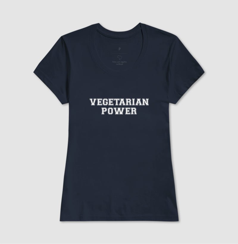 Camiseta Feminina Vegetarian Power - Frase Branca - Branvas