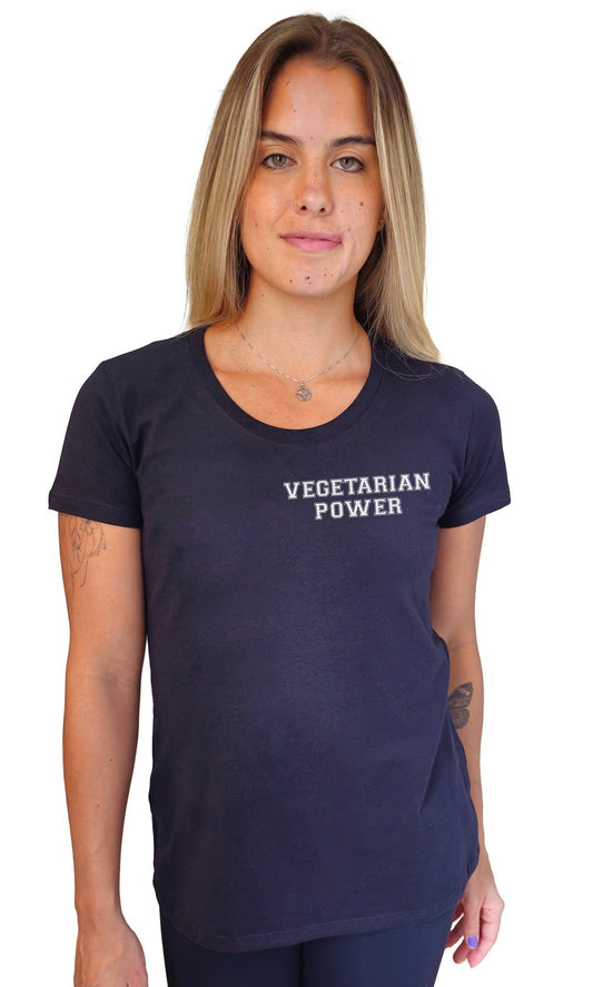 Camiseta Feminina Vegetarian Power - Frase Branca Minimal - Branvas