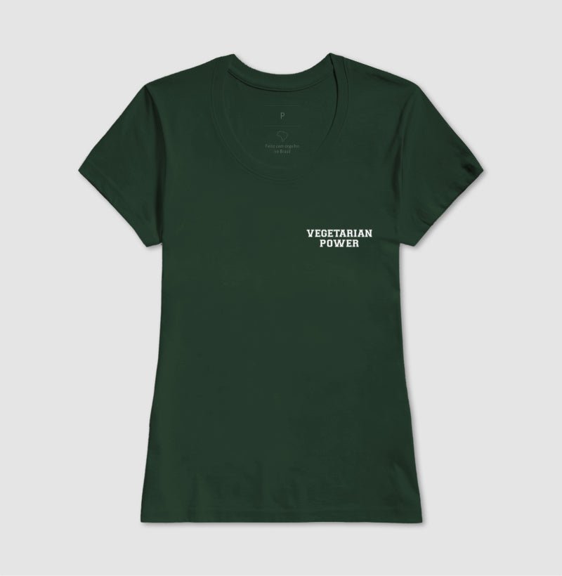 Camiseta Feminina Vegetarian Power - Frase Branca Minimal - Branvas