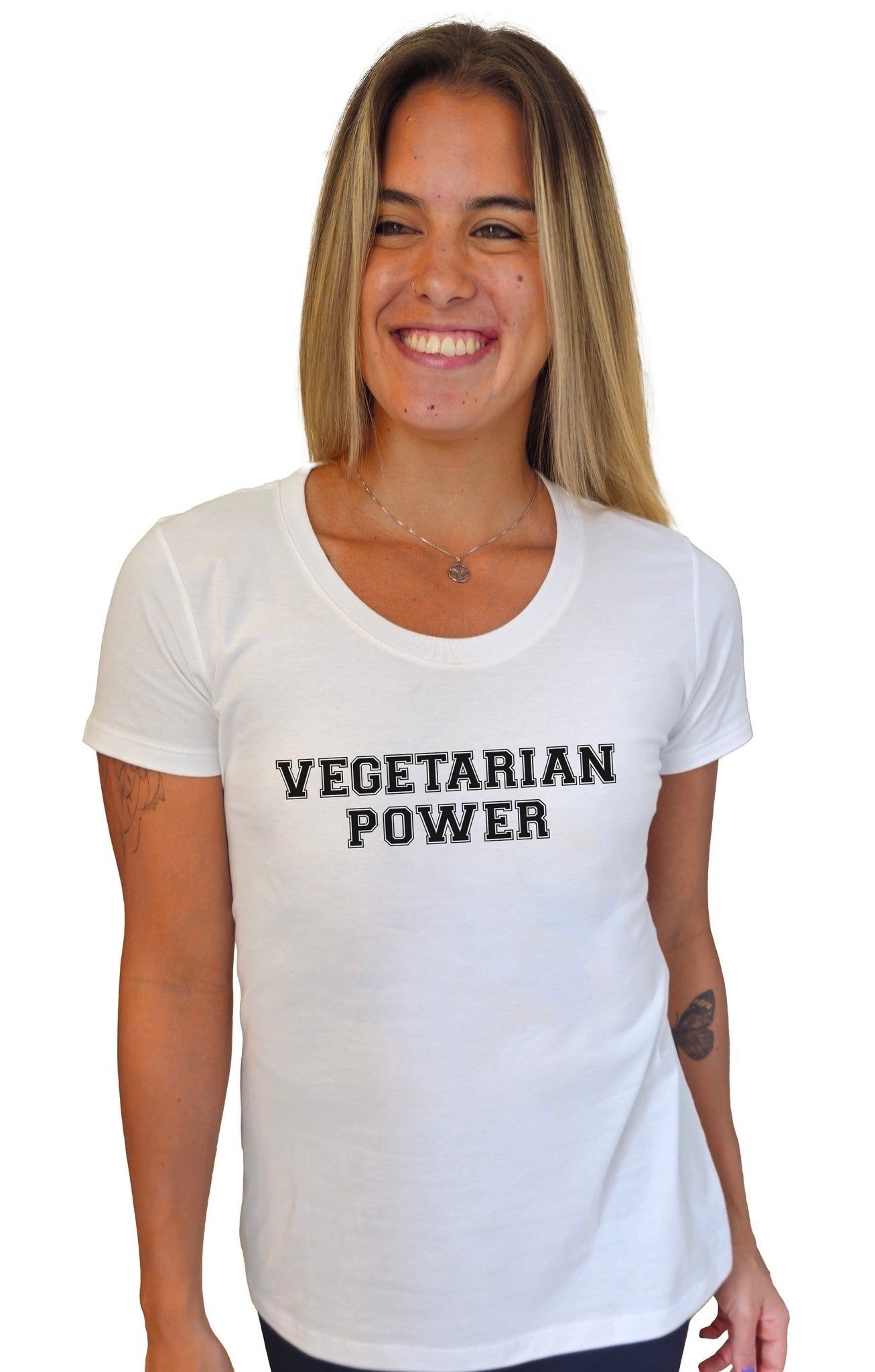 Camiseta Feminina Vegetarian Power - Frase Preta - Branvas