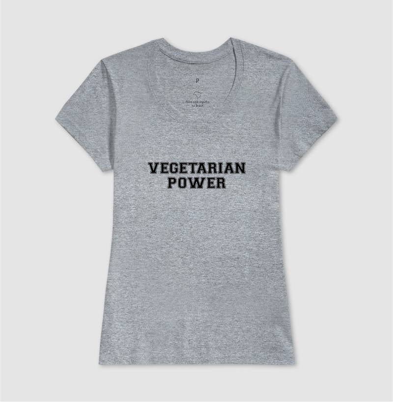 Camiseta Feminina Vegetarian Power - Frase Preta - Branvas