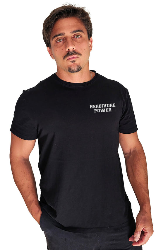 Camiseta Masculina Herbivore Power - Frase Branca Minimal - Branvas