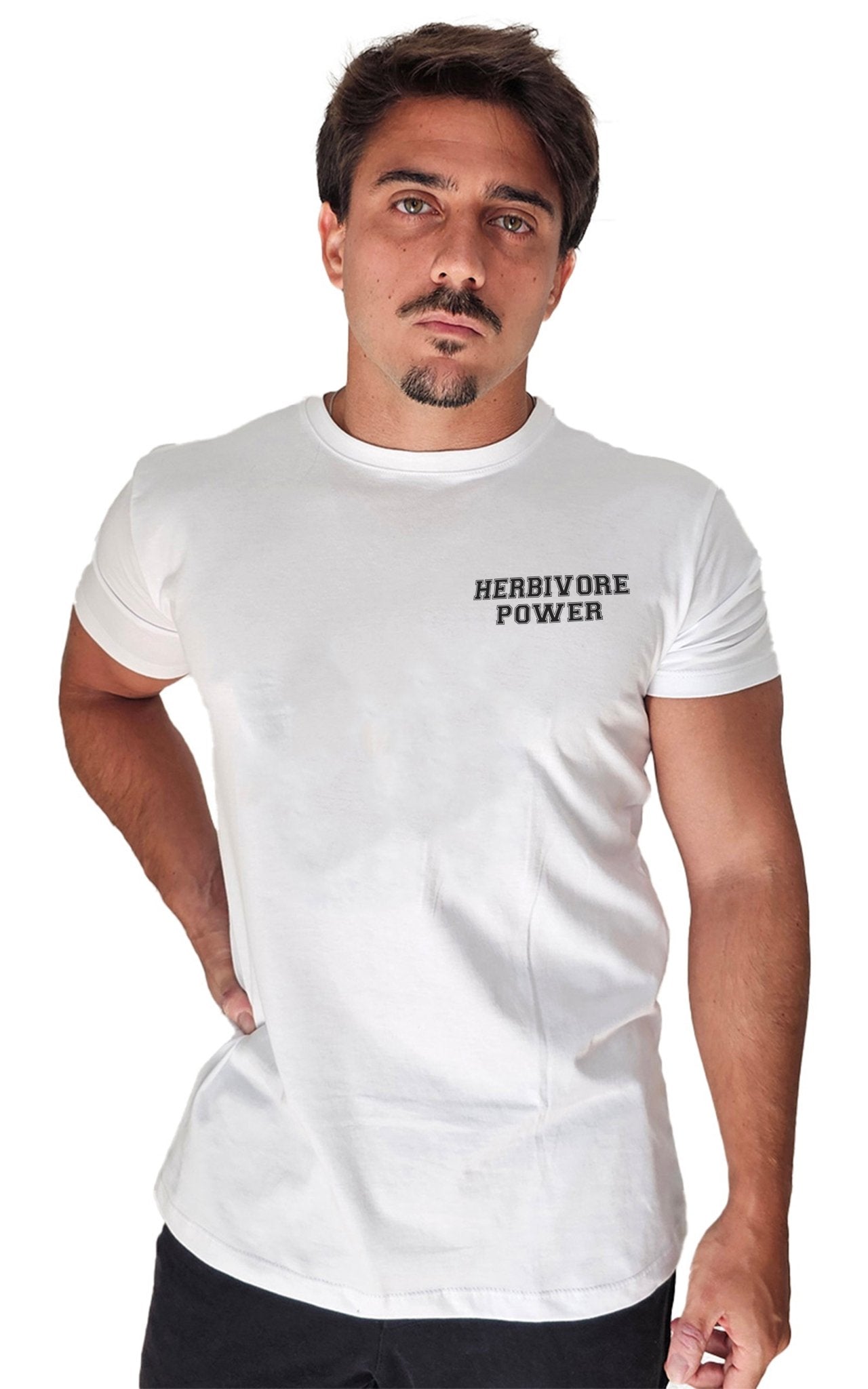 Camiseta Masculina Herbivore Power - Frase Preta Minimal - Branvas