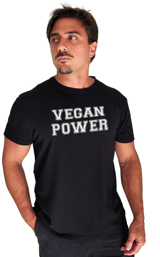 Camiseta Masculina Vegan Power - Frase Branca - Branvas