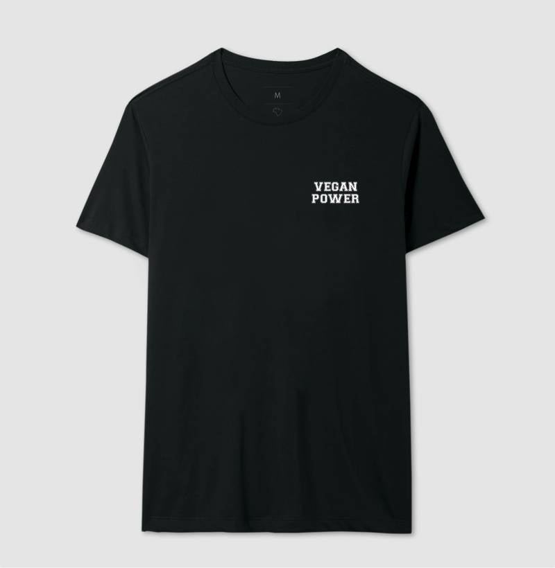 Camiseta Masculina Vegan Power - Frase Branca Minimal - Branvas