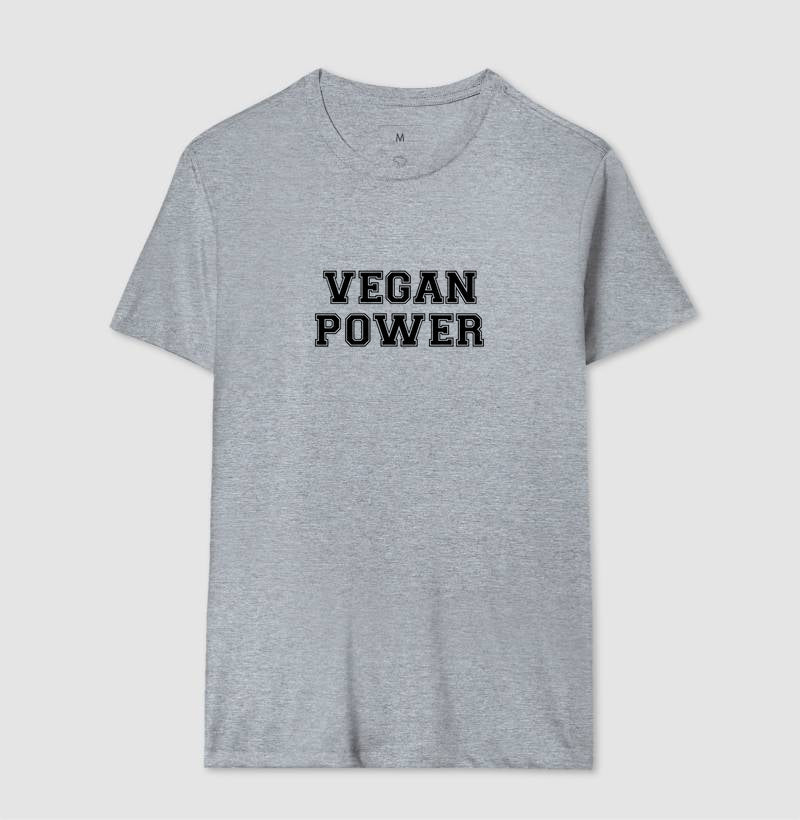 Camiseta Masculina Vegan Power - Frase Preta - Branvas