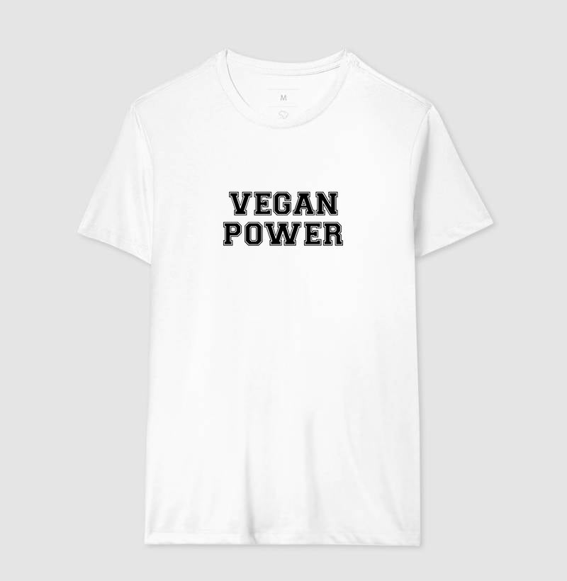 Camiseta Masculina Vegan Power - Frase Preta - Branvas