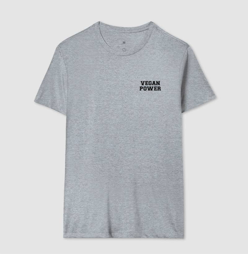 Camiseta Masculina Vegan Power - Frase Preta Minimal - Branvas