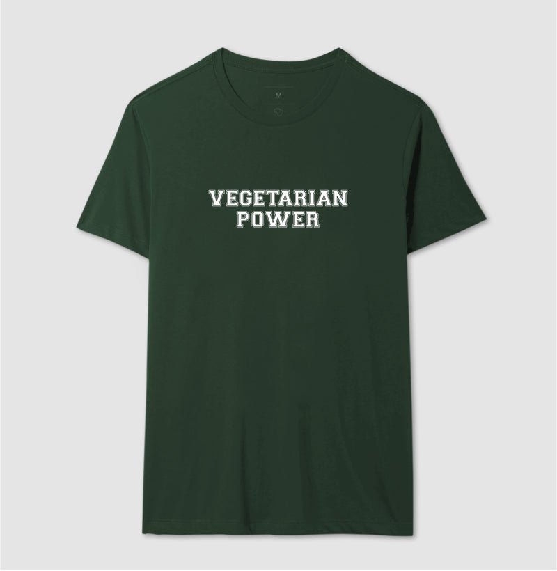 Camiseta Masculina Vegetarian Power - Frase Branca - Branvas