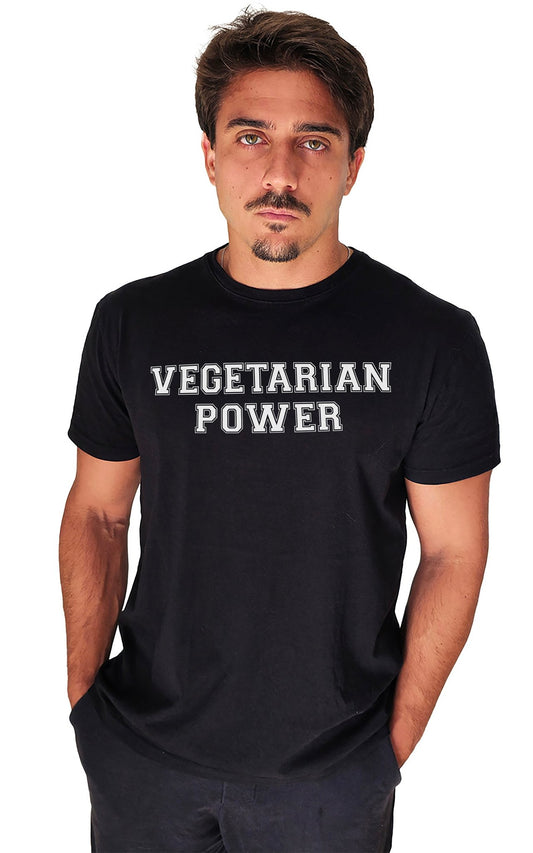 Camiseta Masculina Vegetarian Power - Frase Branca - Branvas