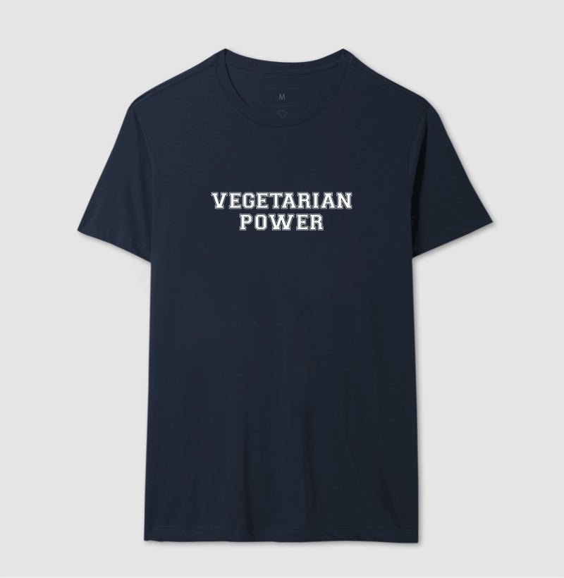 Camiseta Masculina Vegetarian Power - Frase Branca - Branvas