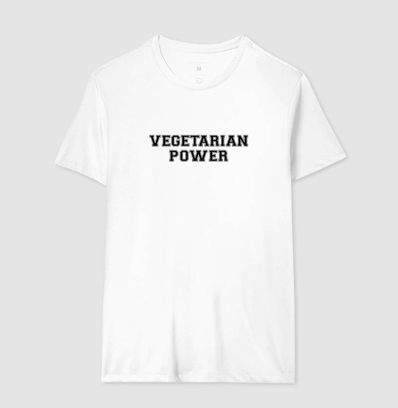 Camiseta Masculina Vegetarian Power - Frase Preta - Branvas