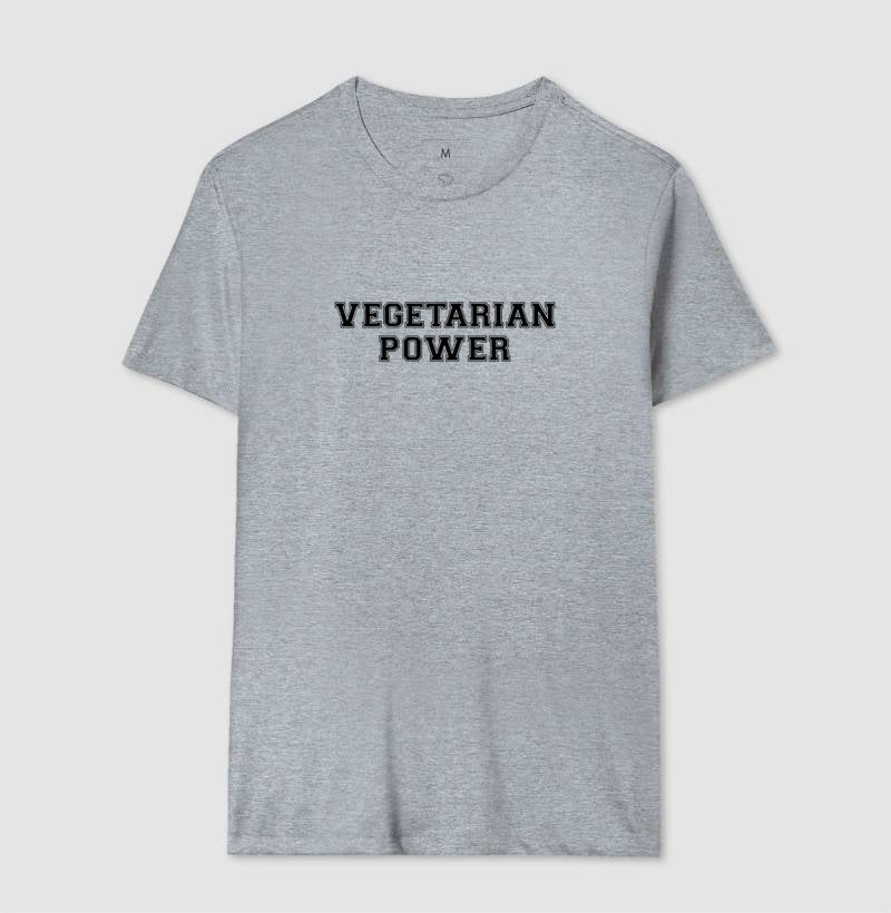 Camiseta Masculina Vegetarian Power - Frase Preta - Branvas