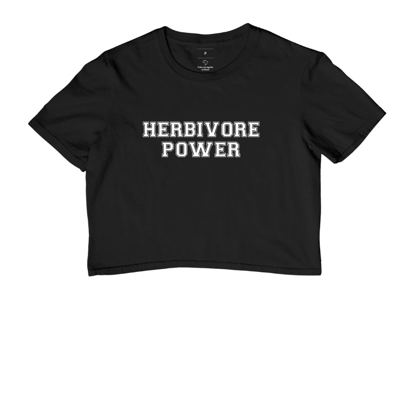 Cropped Herbivore Power - Frase Branca - Branvas