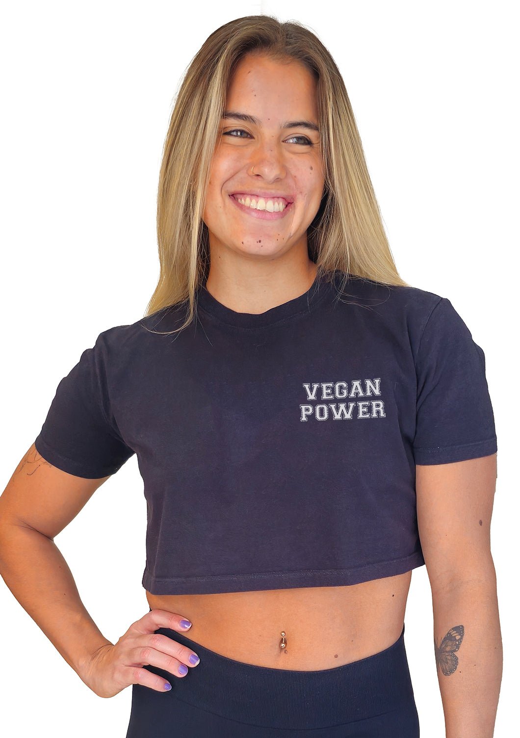 Cropped Vegan Power - Frase Branca Minimal - Branvas