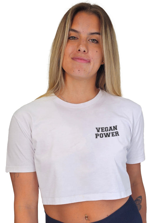 Cropped Vegan Power - Frase Preta Minimal - Branvas