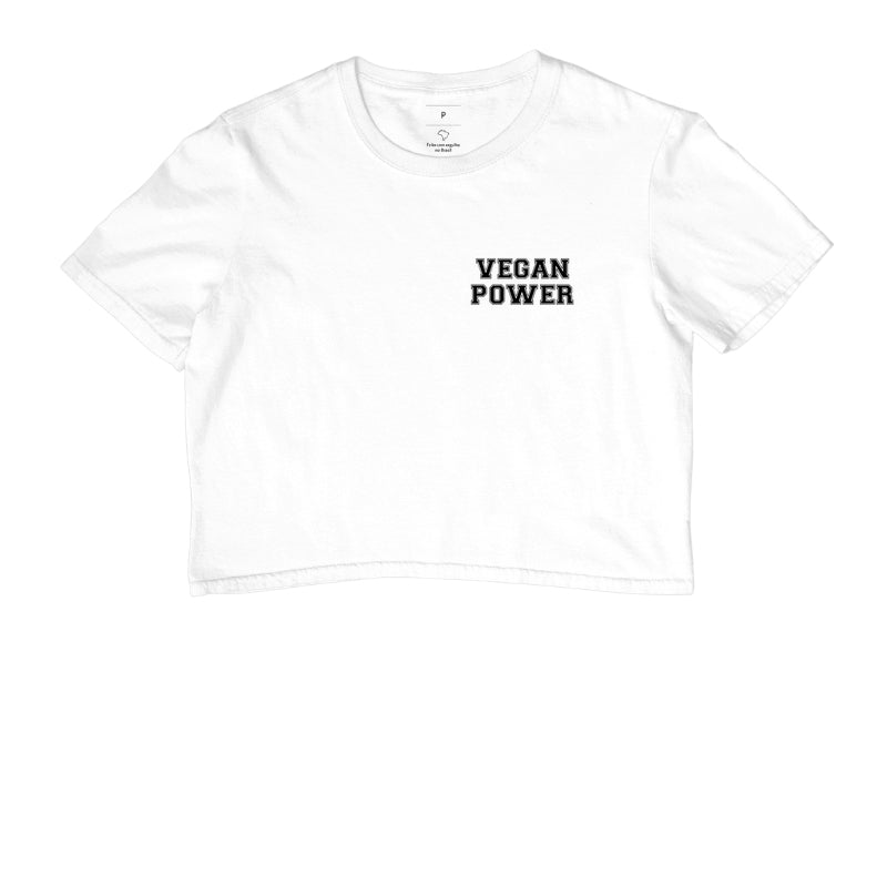 Cropped Vegan Power - Frase Preta Minimal - Branvas