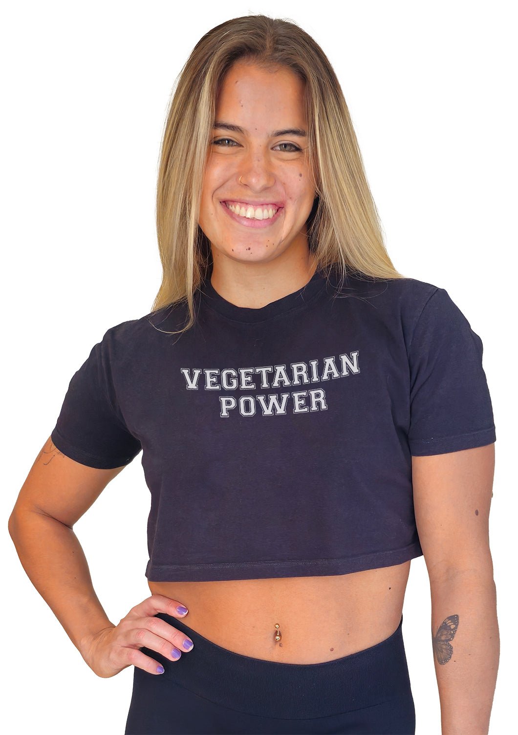 Cropped Vegetarian Power - Frase Branca - Branvas