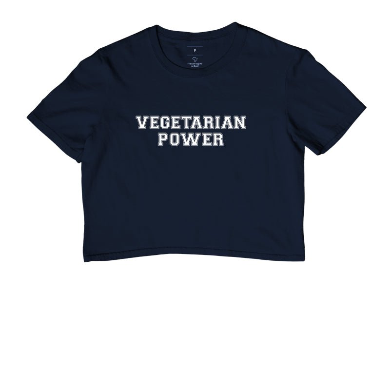 Cropped Vegetarian Power - Frase Branca - Branvas