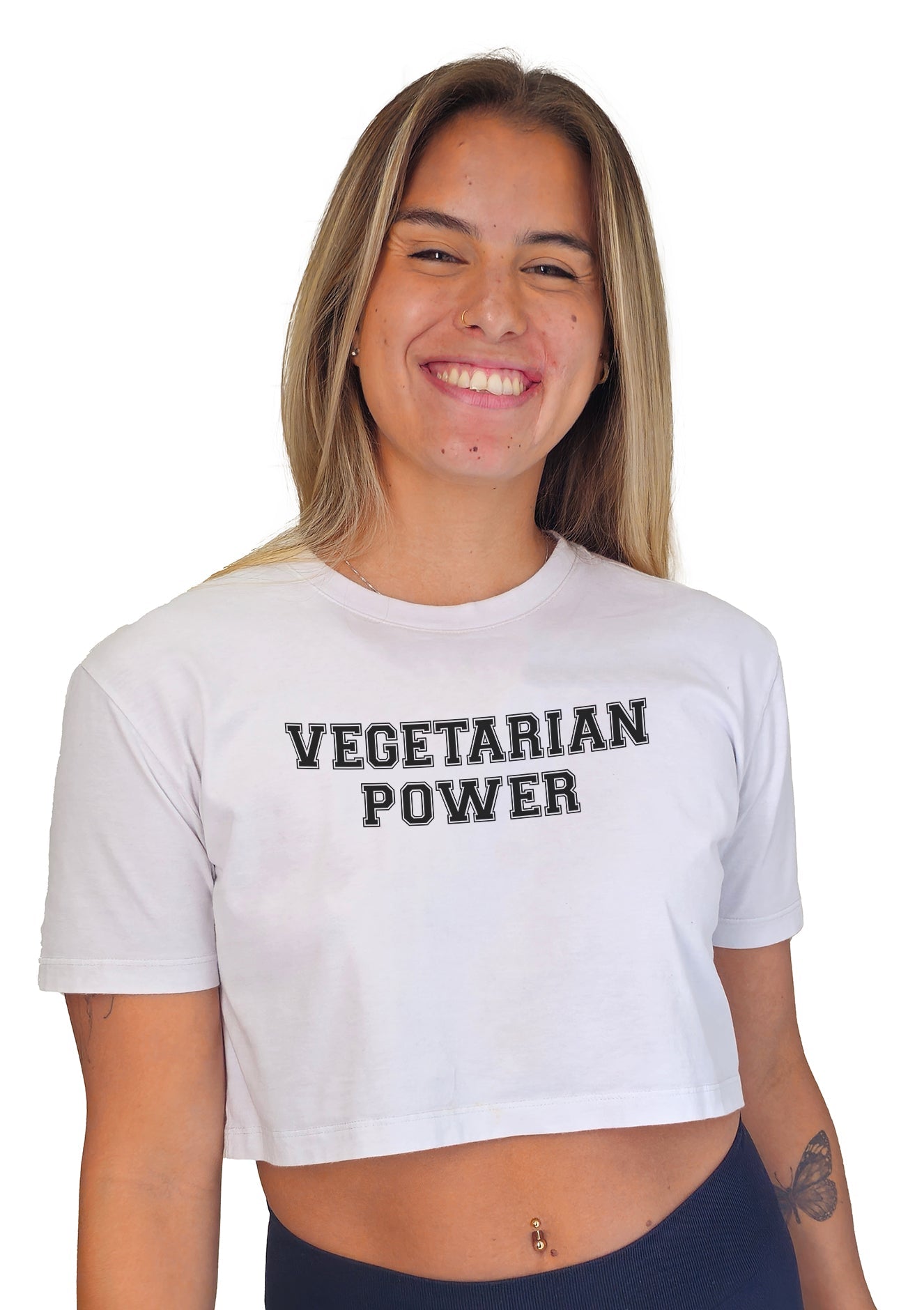 Cropped Vegetarian Power - Frase Preta - Branvas