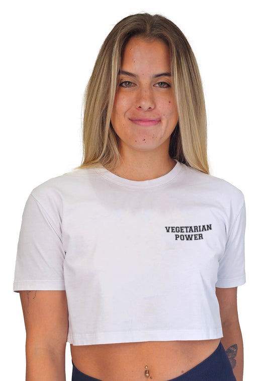 Cropped Vegetarian Power - Frase Preta Minimalista - Branvas