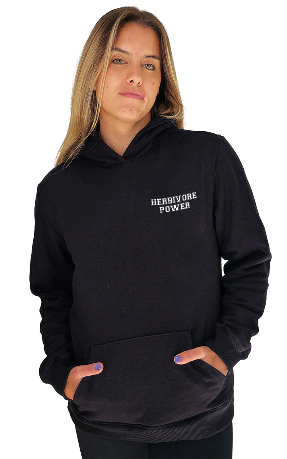 Hoodie Slim Herbivore Power - Frase Branca Minimal