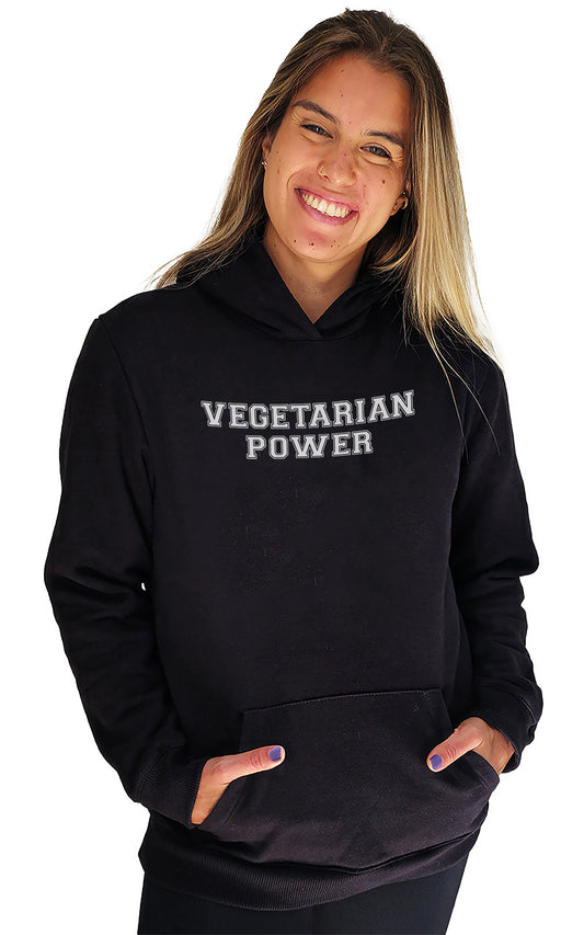 Hoodie Slim Vegetarian Power - Frase Branca