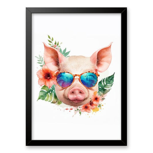 Quadro Porquinho Hippie - Branvas